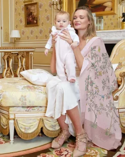 Atelier Choux Carré In Bloom Pink Swaddle