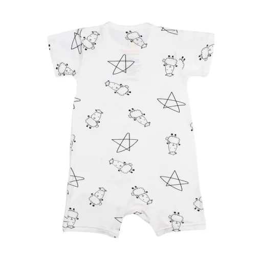 Baa Baa Sheepz Romper Short Sleeve Cute Big Star & Sheepz - White