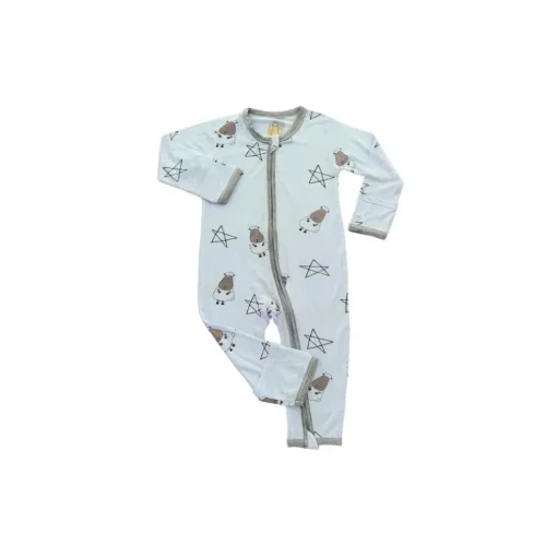 Baa Baa Sheepz Romper Zip Big Star & Sheepz Blue with Grey Border