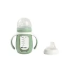Beaba 2-in-1 Learning Glass Bottle With Silicone Cover Sage Green
