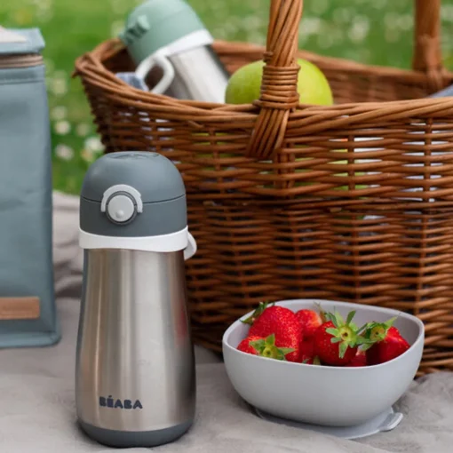 Beaba Stainless Steel Spout Bottle 350 ml Charcoal