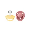 BIBS De Lux Silicone Pacifier Twin Pack - 0-3 years Pale Butter / Dusty Pink