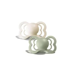 BIBS Supreme Latex Pacifier 2 Pack Ivory/Sage 0-6 Months
