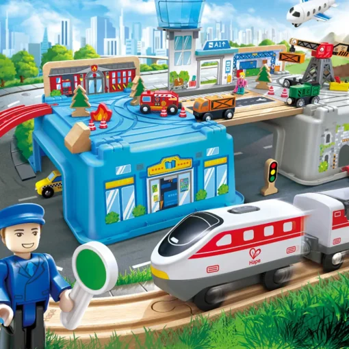 Hape Train Track Transportation Hub Storage Set