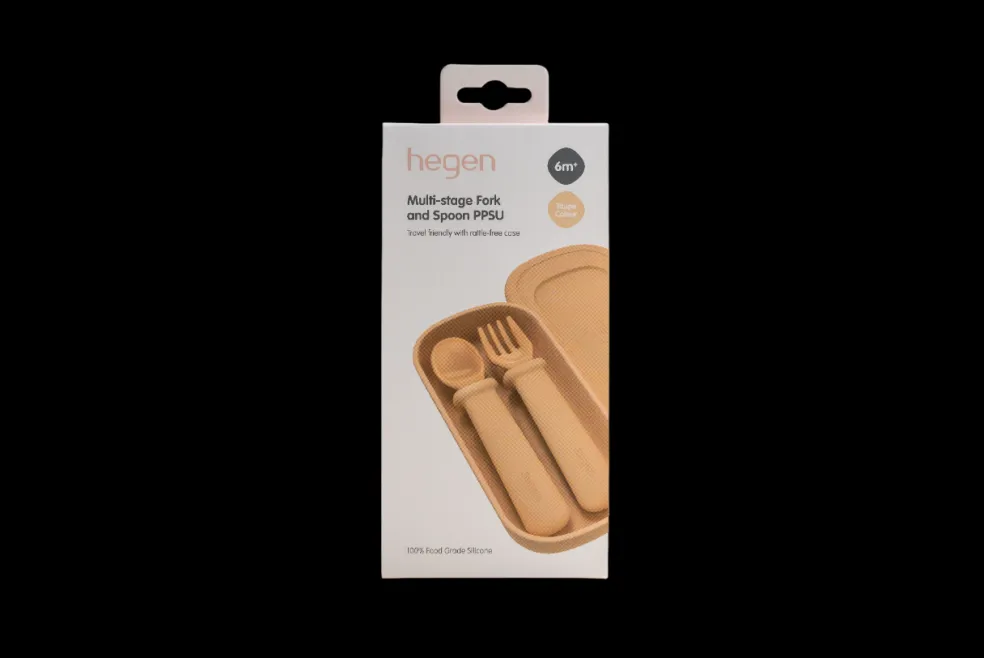 Hegen Multi-stage Fork and Spoon PPSU with Case (Taupe)