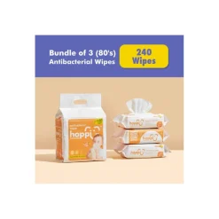 Hoppi Baby Antibacterial Wipes [Bundle of 3](3x80 Wipes)