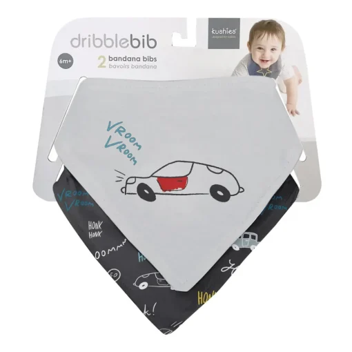 Kushies Bandana Bib 2 Pack - Cars