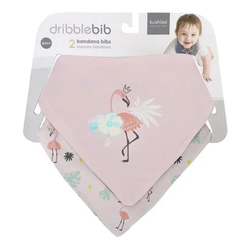 Kushies Bandana Bib 2 Pack - Flamingo
