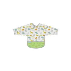 Kushies Waterproof Clean Bib with Sleeves White Little Safari