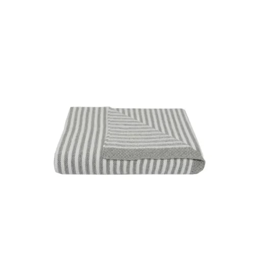 Living Textiles 100% Cotton Knit Stripe Blanket - Grey/white
