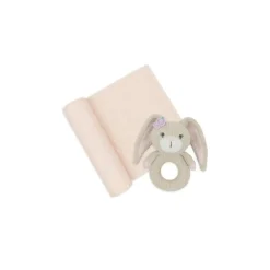 Living Textiles Jersey Swaddle & Rattle Gift Set - Floral/Bunny