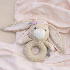 Living Textiles Jersey Swaddle & Rattle Gift Set - Floral/Bunny