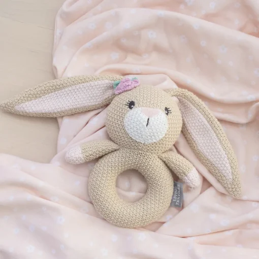Living Textiles Jersey Swaddle & Rattle Gift Set - Floral/Bunny