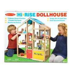 Melissa & Doug Hi-Rise Wooden Dollhouse and Furniture Set