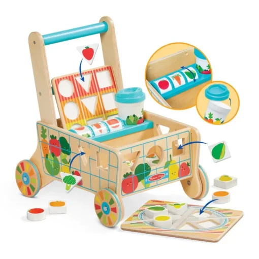 Melissa & Doug Wooden Shape Sorting Grocery Cart