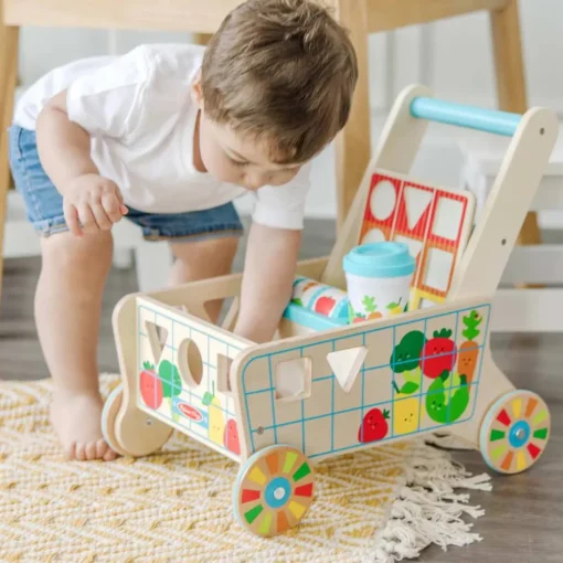 Melissa & Doug Wooden Shape Sorting Grocery Cart