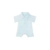 Motherswork x Le Petit Society Baby Boy Organic Polo Romper in Blue Stripes