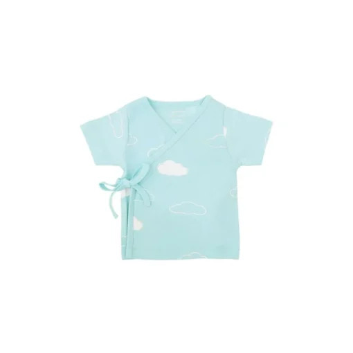 Motherswork x Le Petit Society Baby Organic Short Sleeve Kimono Top in Cloud Print