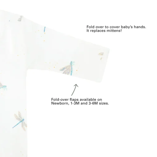 Motherswork x Le Petit Society Baby Organic Zip Sleepsuit in Dragonfly Print