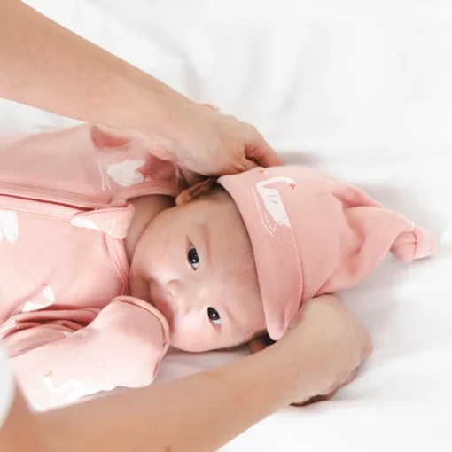 Motherswork x Le Petit Society Baby Organic Knotted Hat in Swan Print