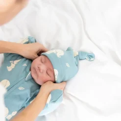 Motherswork x Le Petit Society Baby Organic Knotted Hat in Elephant Print