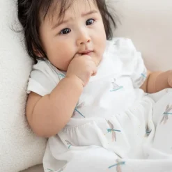Motherswork x Le Petit Society Baby Girl Organic Dress in Dragonfly Print
