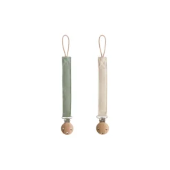 Mushie Linen Pacifier Clip 2-Pack