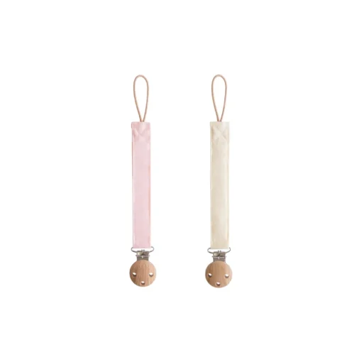 Mushie Linen Pacifier Clip 2-Pack