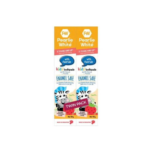 Pearlie White Enamel Safe Kids' Toothpaste with Flouride - Strawberry 45gm (Buy 1 Get 1 Free)