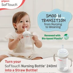 Pigeon SofTouch™ BPP Step Up Straw Bottle Set 240ml Logo
