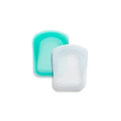 Stasher Reusable Silicone Pocket, Clear & Aqua, 2 Pack (118 ML each)