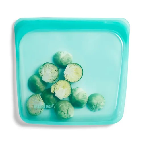 Stasher Reusable Silicone Bag, Aqua, Sandwich Bag Size Medium (450 ml)