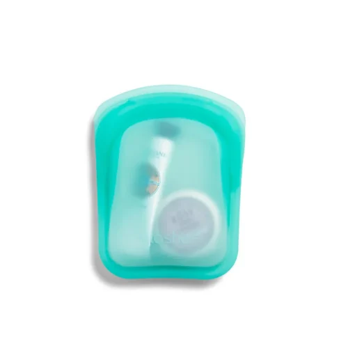 Stasher Reusable Silicone Pocket, Clear & Aqua, 2 Pack (118 ML each)